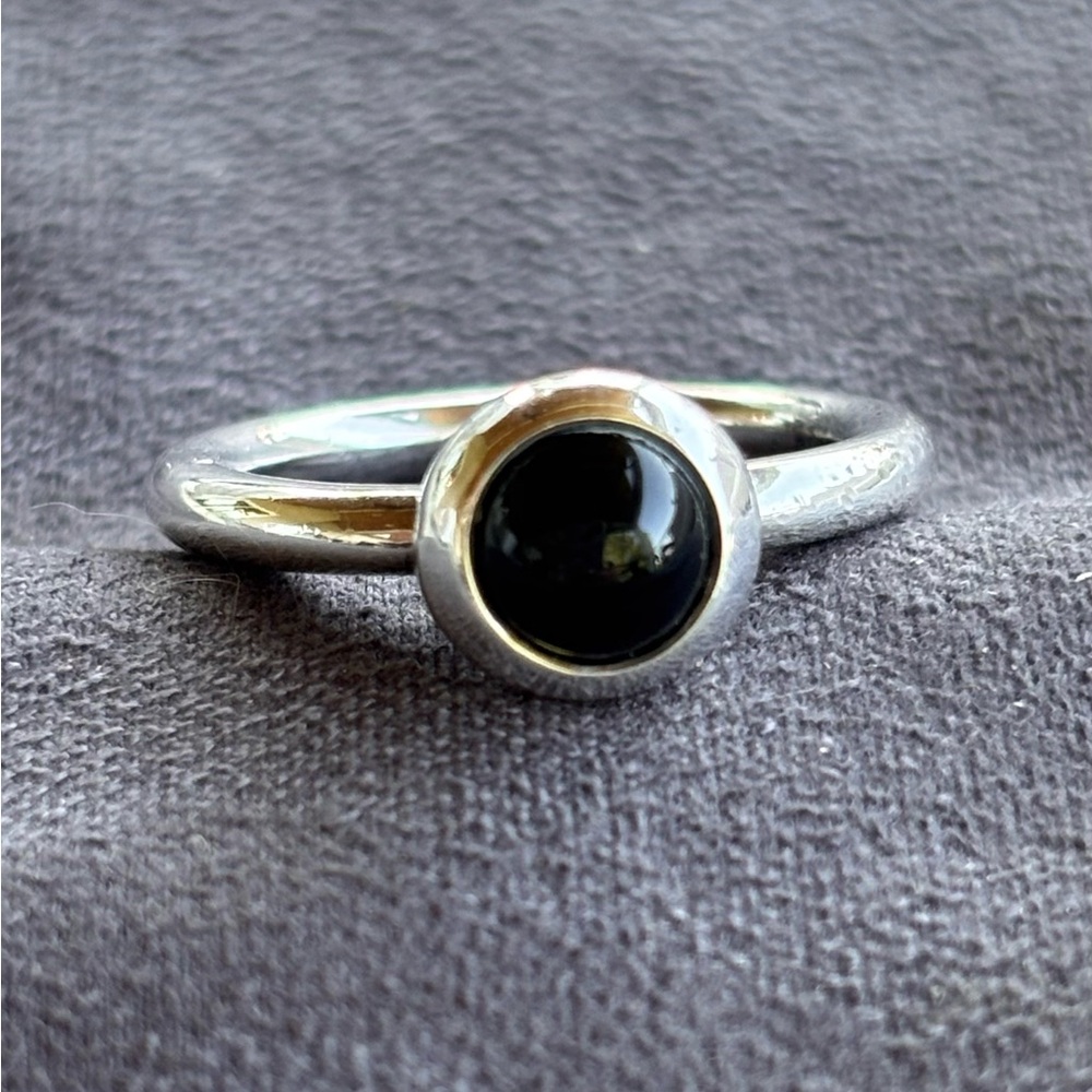 Pandora 925 Silver and Black Onyx Ring Size 6